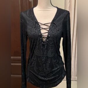 Y2K Black Sheer Biker Chic Top